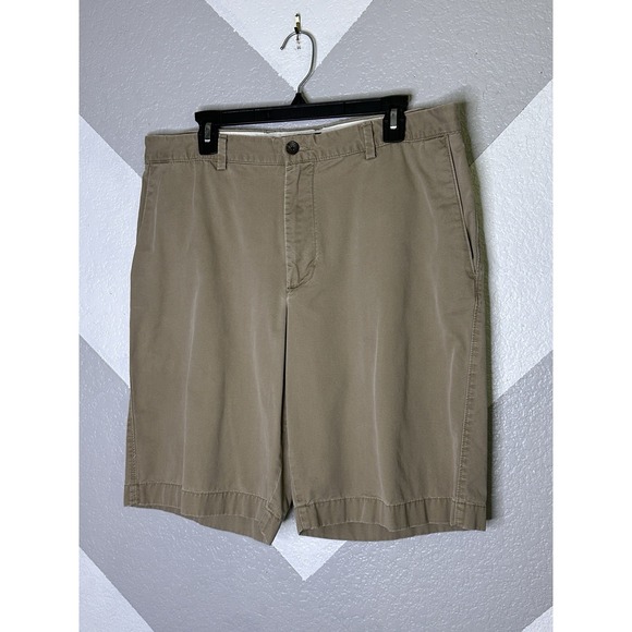 Banana Republic Mens Clean City Shorts 10" Acorn Khaki Beige 100% Cotton Size 35 - Picture 1 of 11